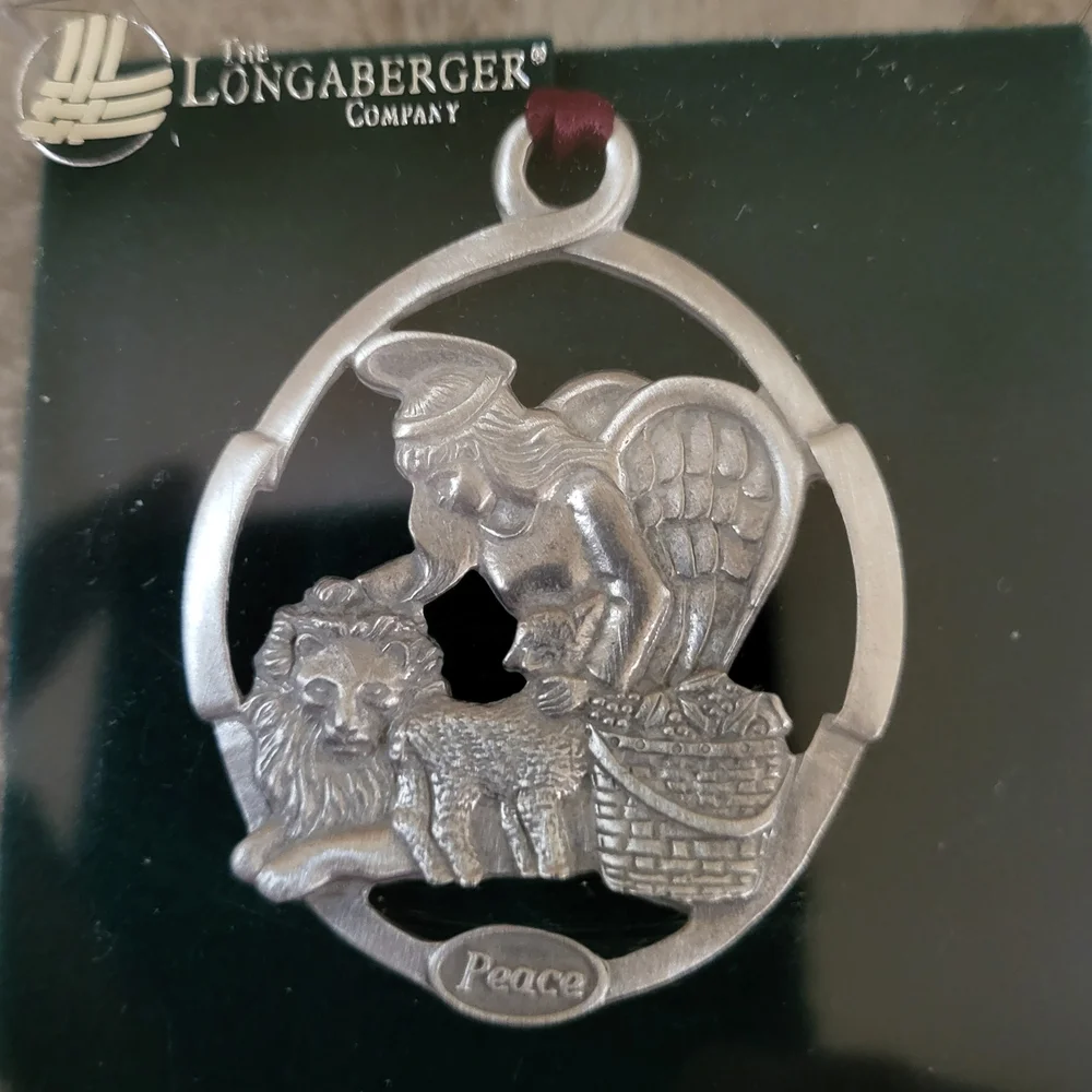Longaberger Silver Angel & Nativity Holiday Ornaments (Set of 4)